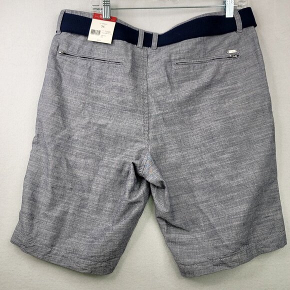 Mens Guess Slim-Fit Gray Shorts With Navy Belt Size 36 Cotton Blend - Picture 5 of 10
